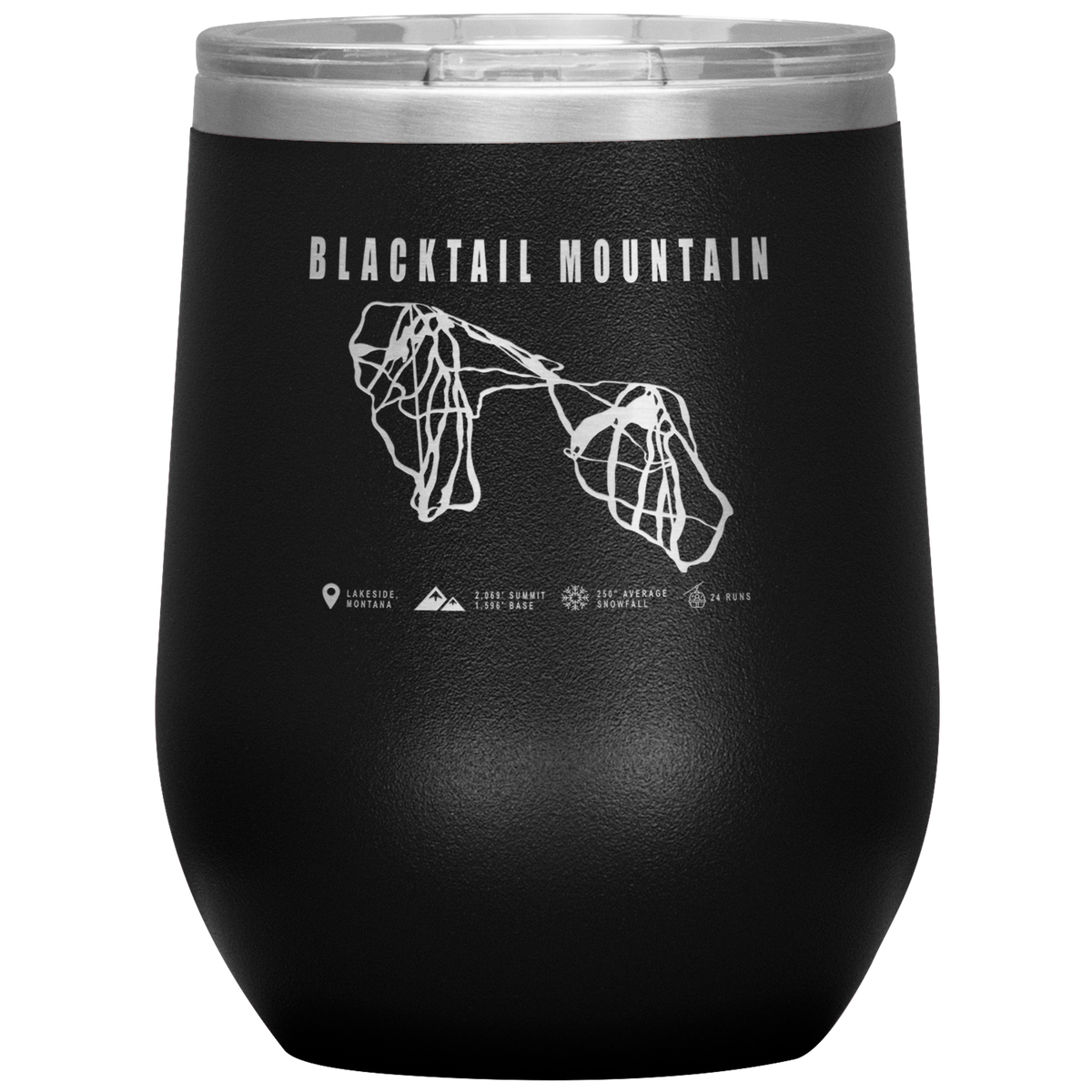 Blacktail Mountain Montana Ski Trail Map Wine 12oz Tumbler - Powderaddicts