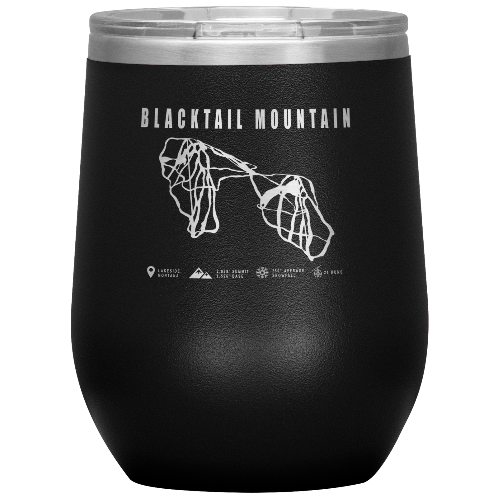 Blacktail Mountain Montana Ski Trail Map Wine 12oz Tumbler - Powderaddicts