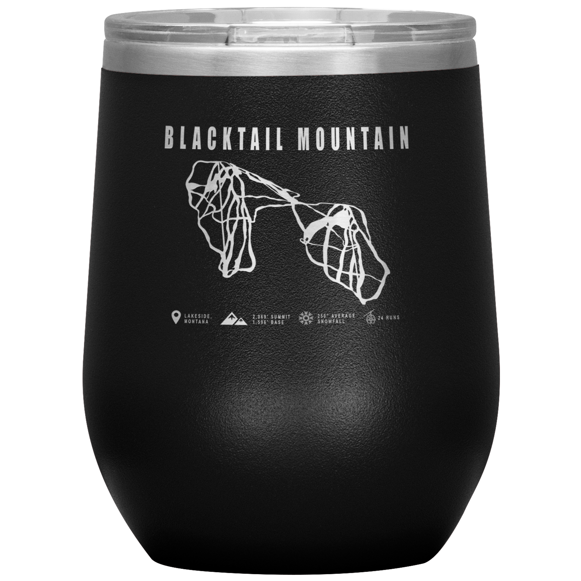 Blacktail Mountain Montana Ski Trail Map Wine 12oz Tumbler - Powderaddicts