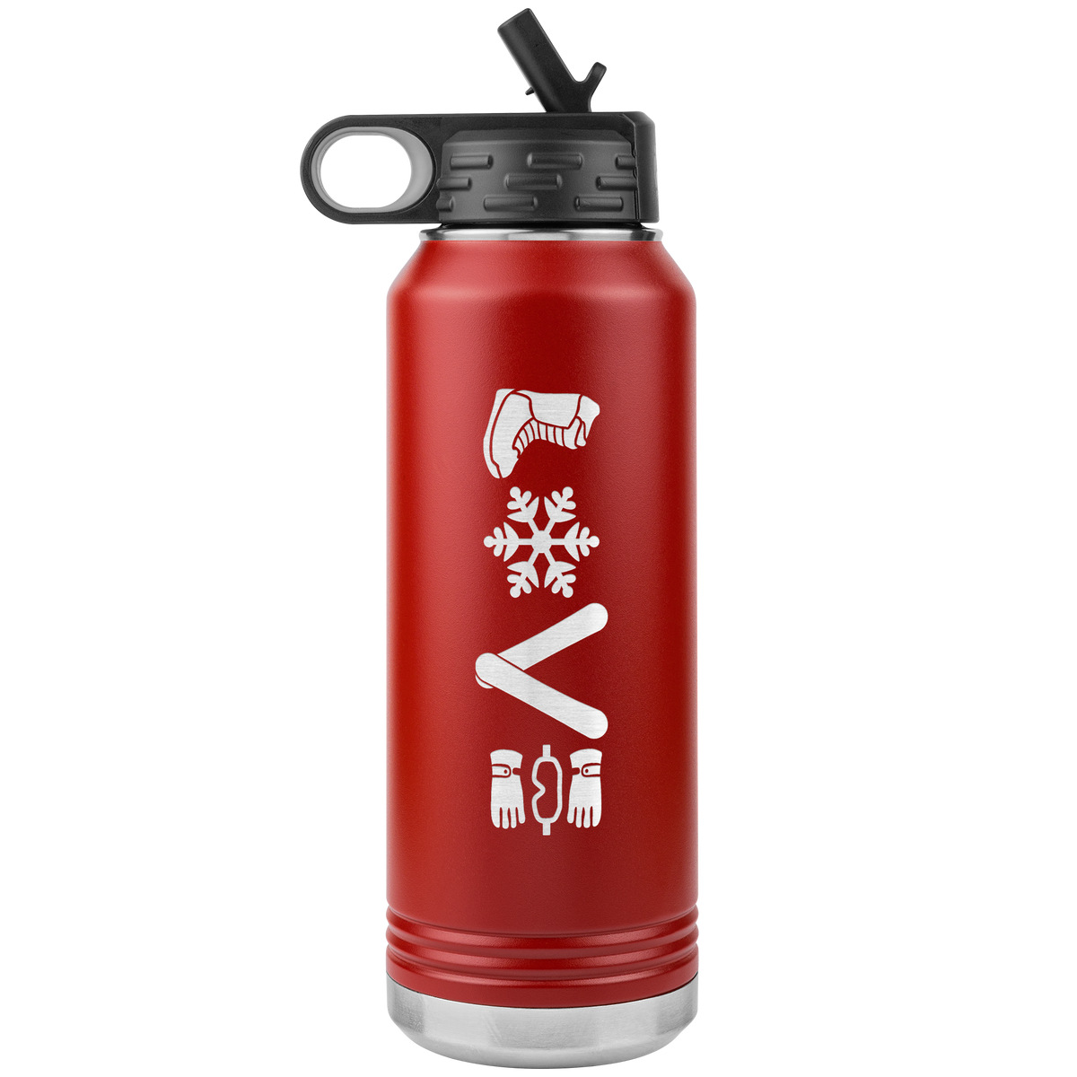 Love Snowboard Symbols 32oz Water Bottle Tumbler - Powderaddicts