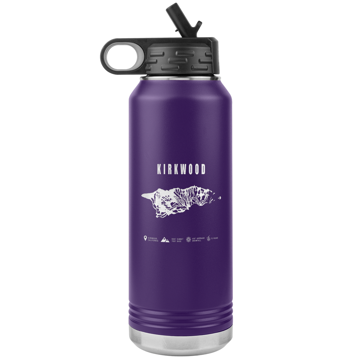 Kirkwood, California Ski Trail Map 32oz Water Bottle Tumbler - Powderaddicts