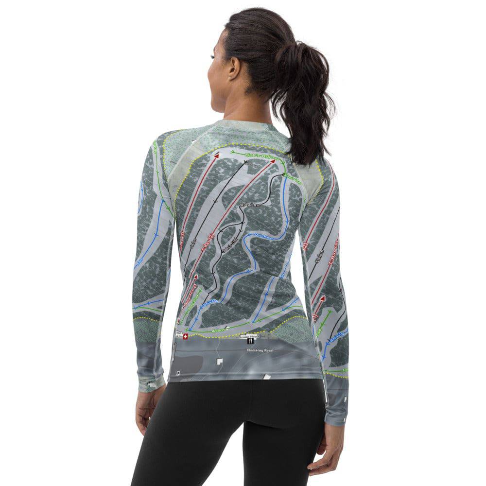 Otis Ridge, Massachusetts Ski Trail Map Women's Base Layer Top - Powderaddicts