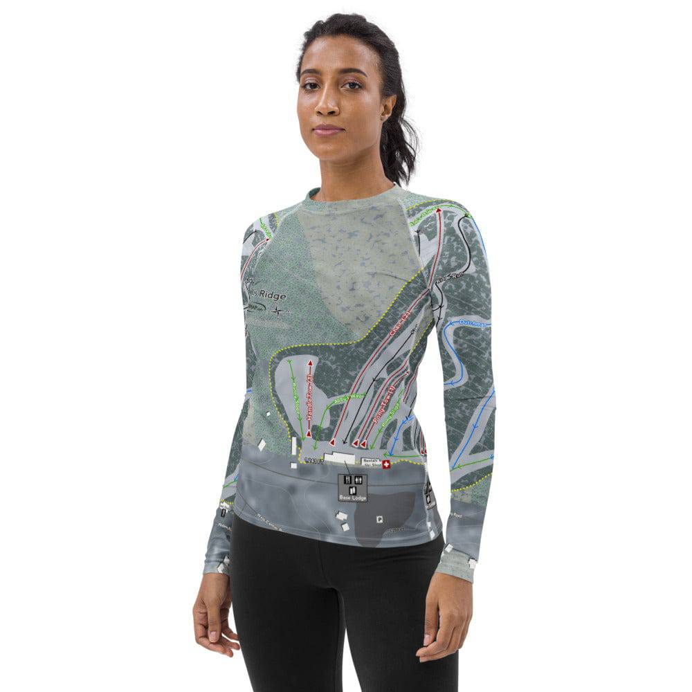 Otis Ridge, Massachusetts Ski Trail Map Women's Base Layer Top - Powderaddicts