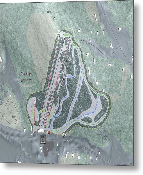 Otis Ridge Ski Trail Map - Metal Print - Powderaddicts