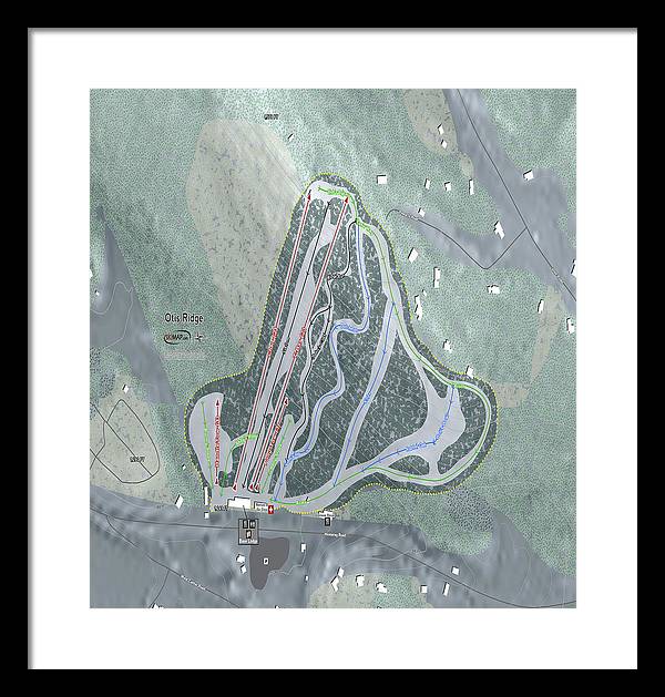 Otis Ridge Ski Trail Map - Framed Print - Powderaddicts