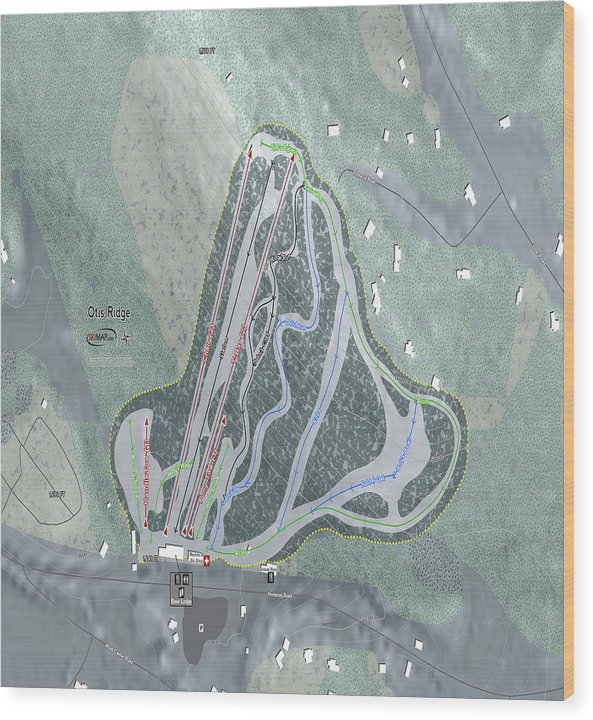 Otis Ridge Ski Trail Map - Wood Print - Powderaddicts