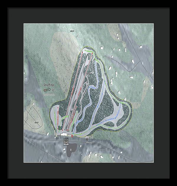 Otis Ridge Ski Trail Map - Framed Print - Powderaddicts