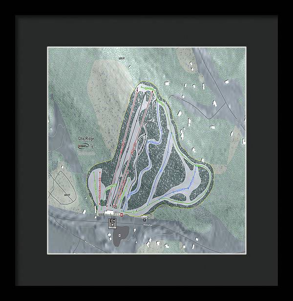 Otis Ridge Ski Trail Map - Framed Print - Powderaddicts
