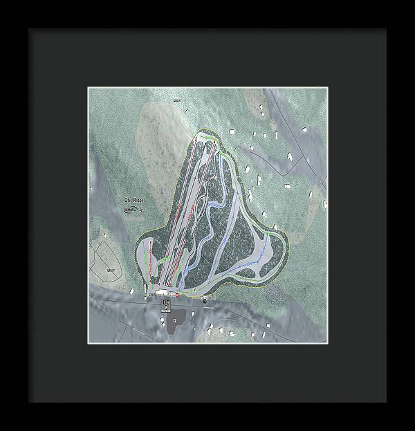 Otis Ridge Ski Trail Map - Framed Print - Powderaddicts