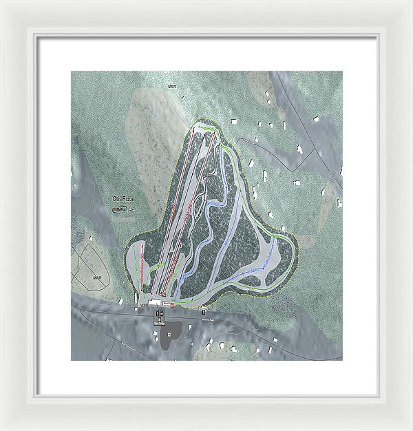 Otis Ridge Ski Trail Map - Framed Print - Powderaddicts