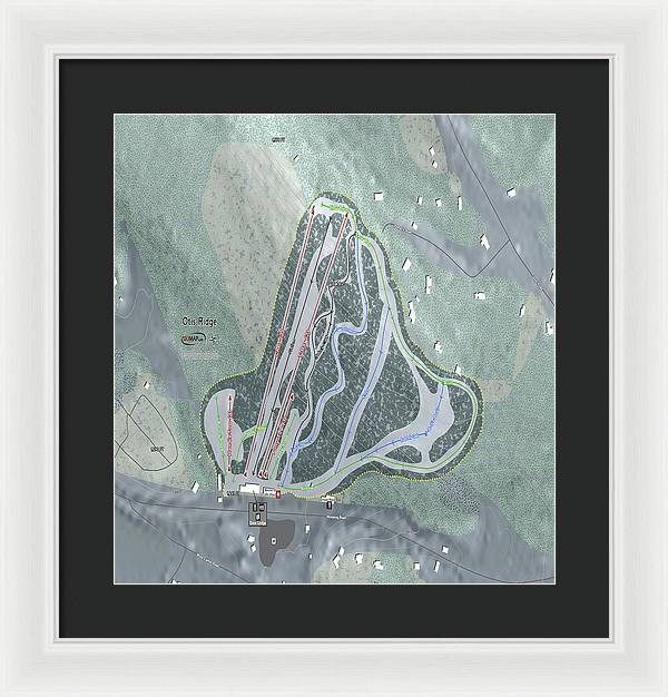 Otis Ridge Ski Trail Map - Framed Print - Powderaddicts
