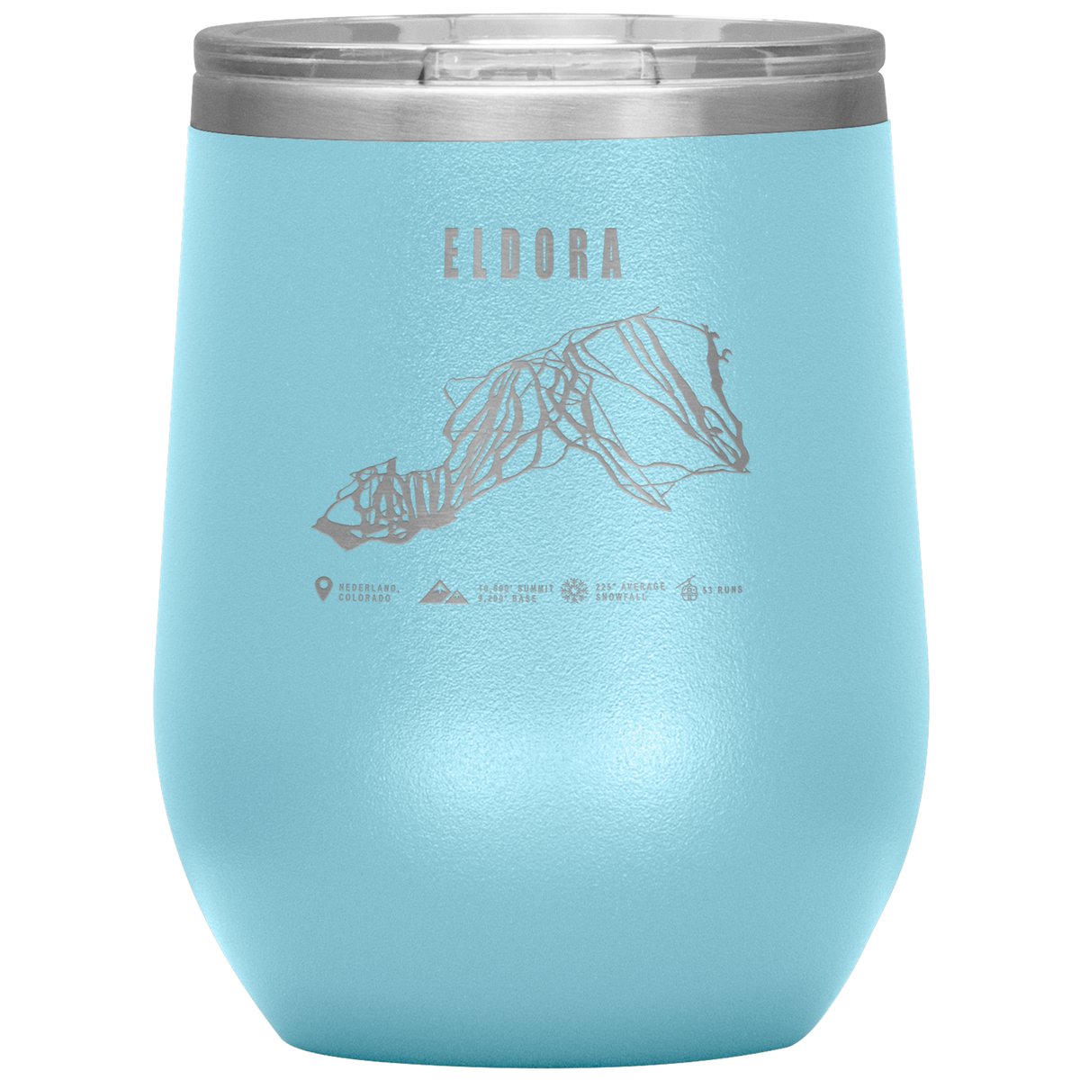 Eldora Colorado Ski Trail Map Wine 12oz Tumbler - Powderaddicts
