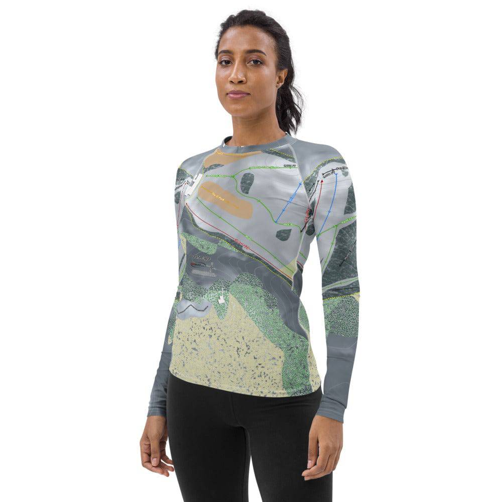 Otsego, Michigan Ski Trail Map Women's Base Layer Top - Powderaddicts