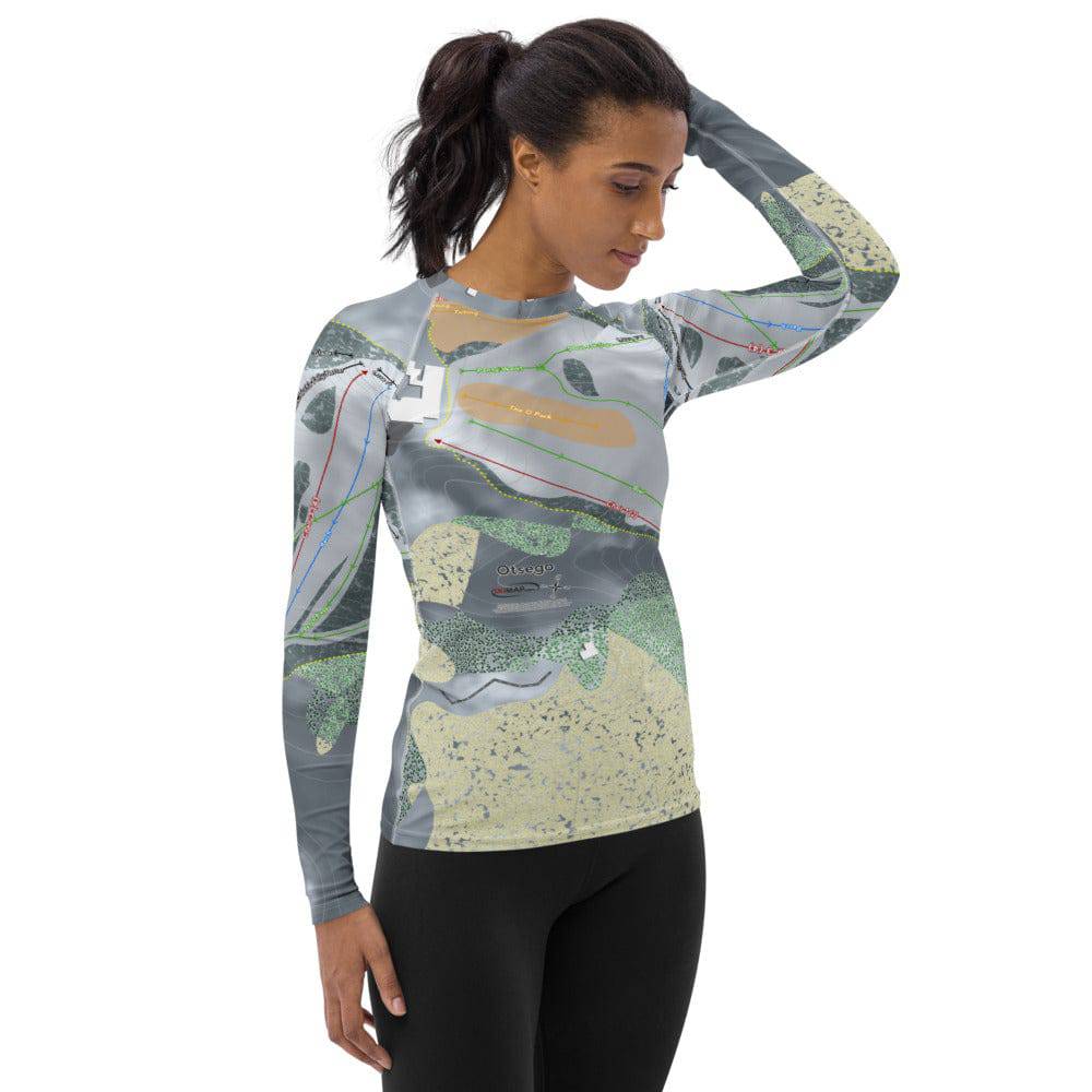 Otsego, Michigan Ski Trail Map Women's Base Layer Top - Powderaddicts
