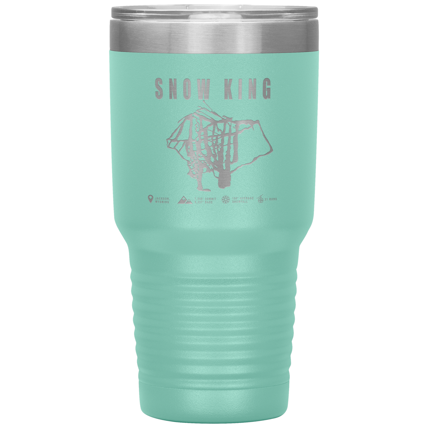 Snow King Wyoming Ski Trail Map 30oz Tumbler - Powderaddicts