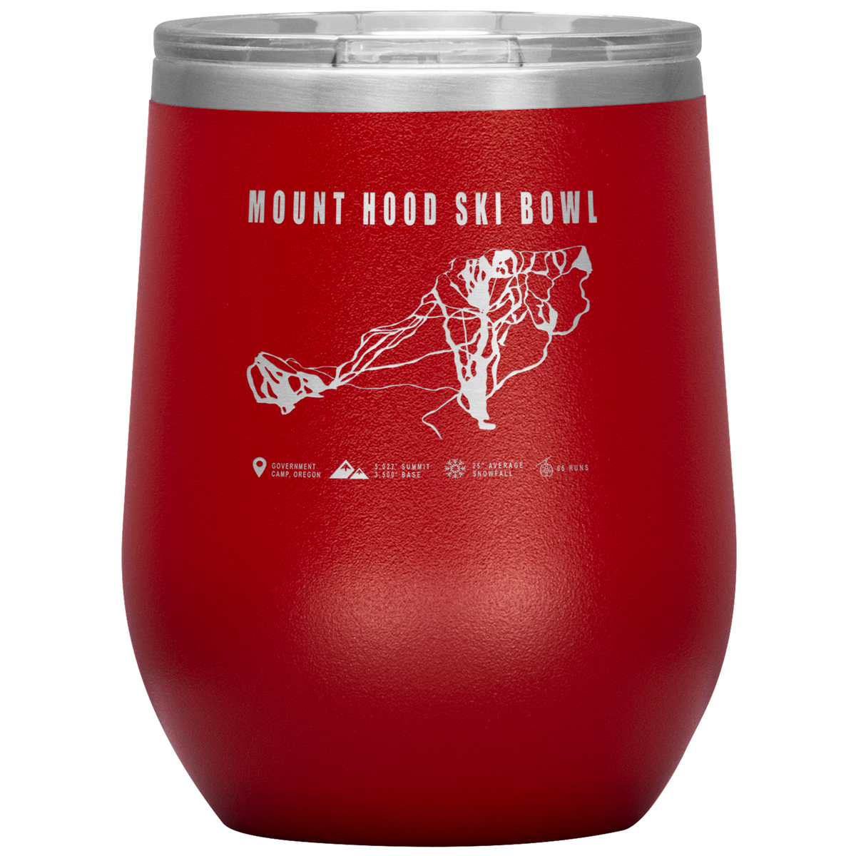 Mount Hood Ski Bowl, Oregon Ski Trail Map Wine 12oz Tumbler - Powderaddicts