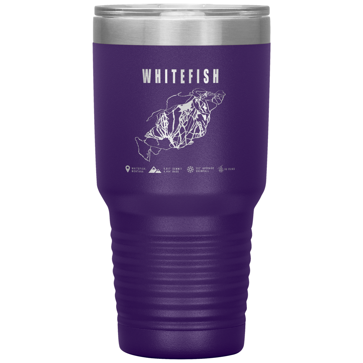 Whitefish Montana Ski Trail Map 30oz Tumbler - Powderaddicts