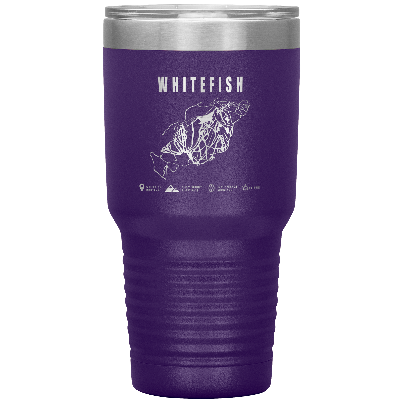 Whitefish Montana Ski Trail Map 30oz Tumbler - Powderaddicts