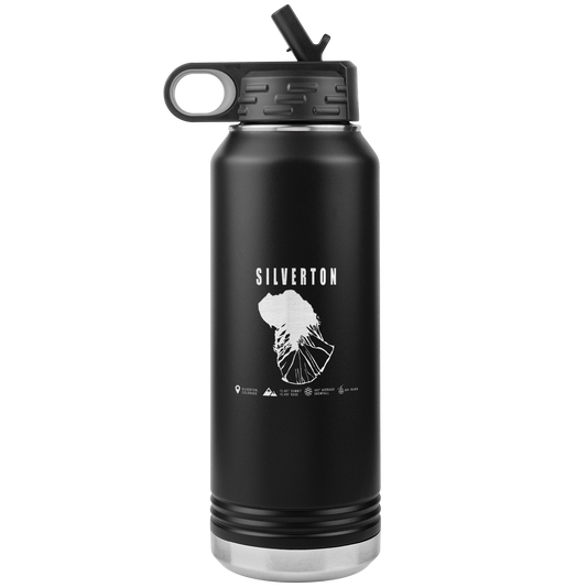 Silverton Colorado Ski Trail Map 32oz Water Bottle Tumbler - Powderaddicts