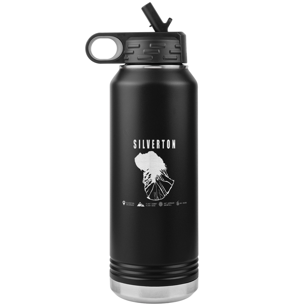 Silverton Colorado Ski Trail Map 32oz Water Bottle Tumbler - Powderaddicts