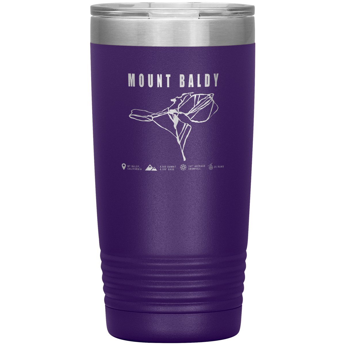 Mount Baldy, California Ski Trail Map 20oz Tumbler - Powderaddicts