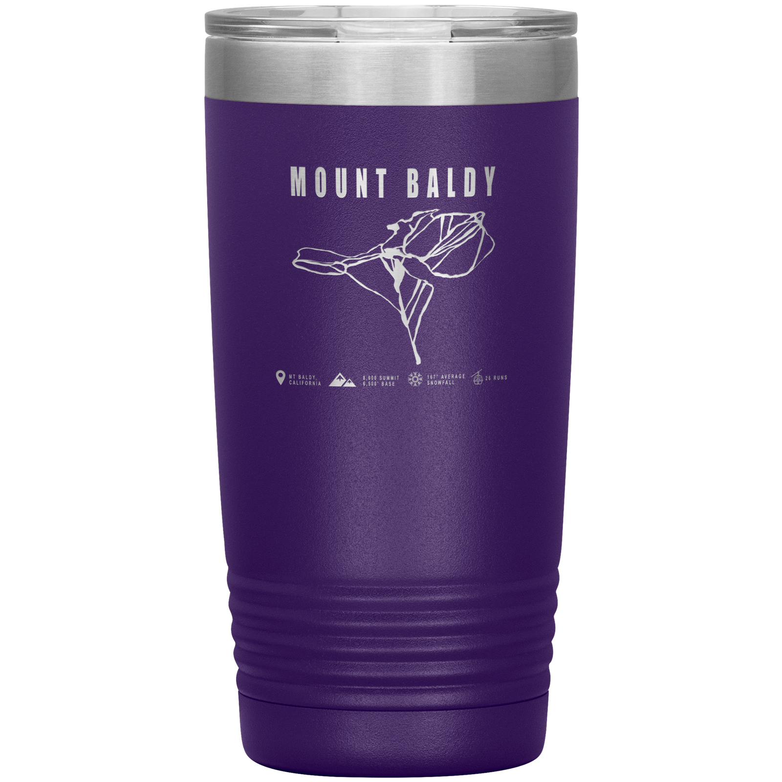 Mount Baldy, California Ski Trail Map 20oz Tumbler - Powderaddicts
