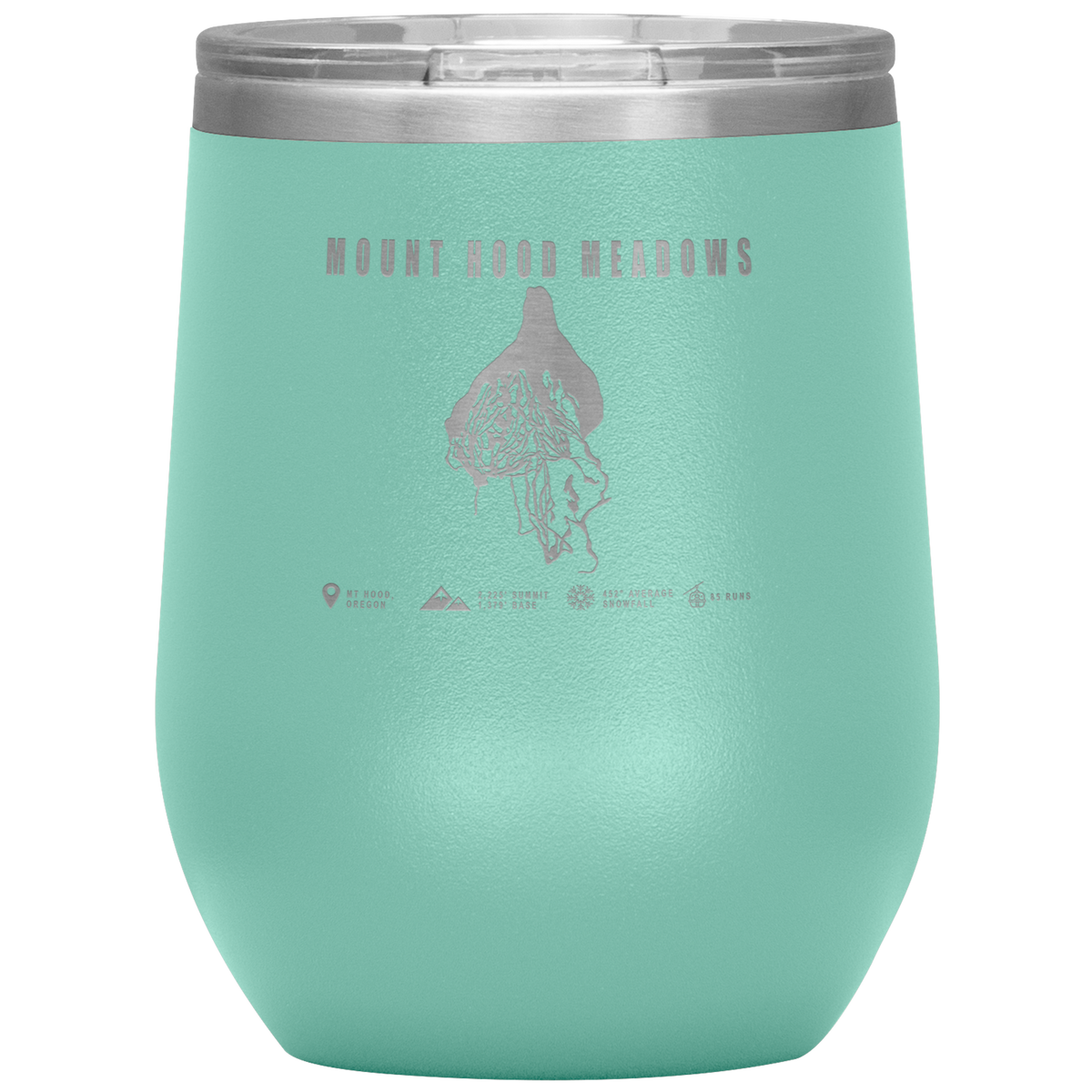 Mount Hood Meadows, Oregon Ski Trail Map Wine 12oz Tumbler - Powderaddicts