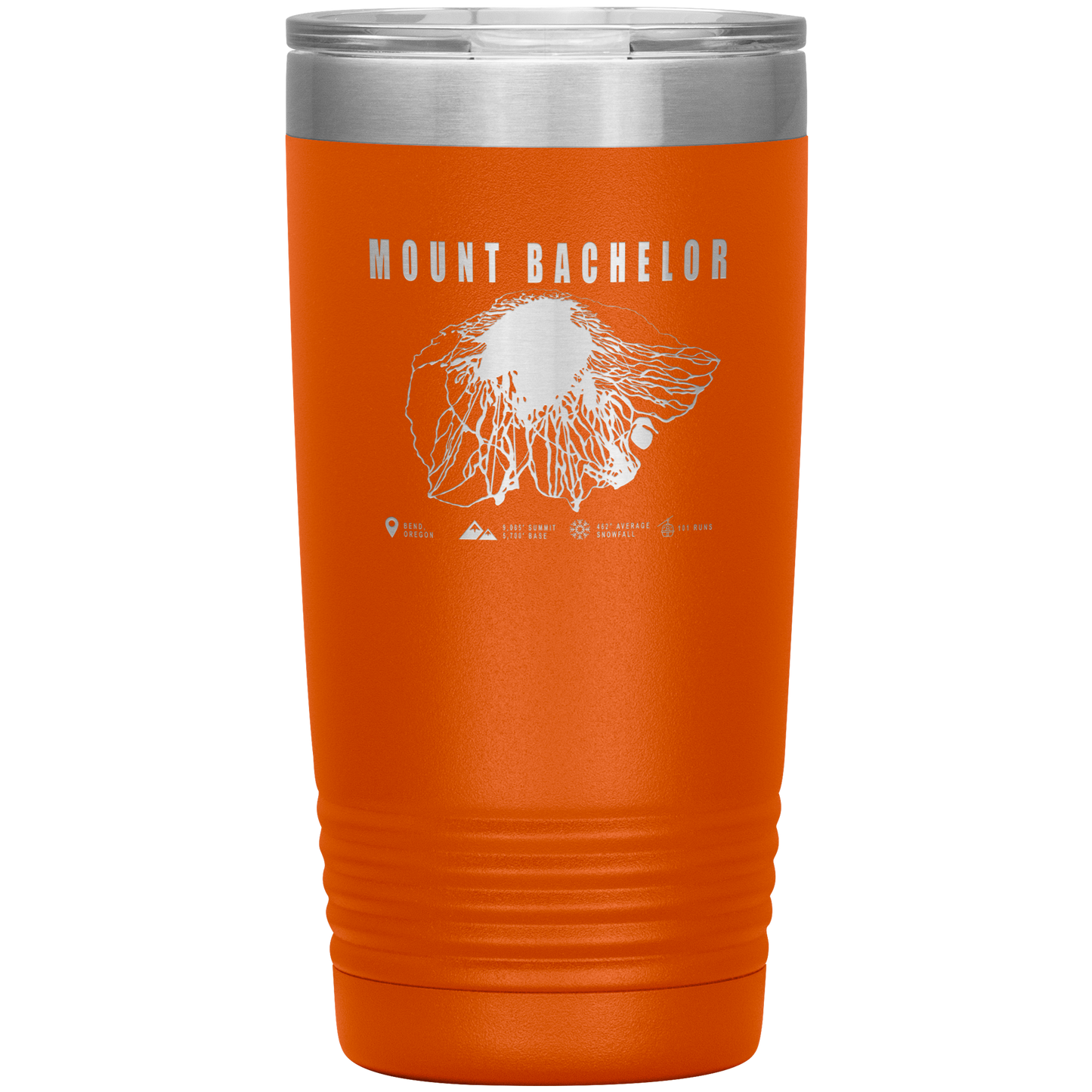 Mount Bachelor, Oregon Ski Trail Map 20oz Tumbler - Powderaddicts