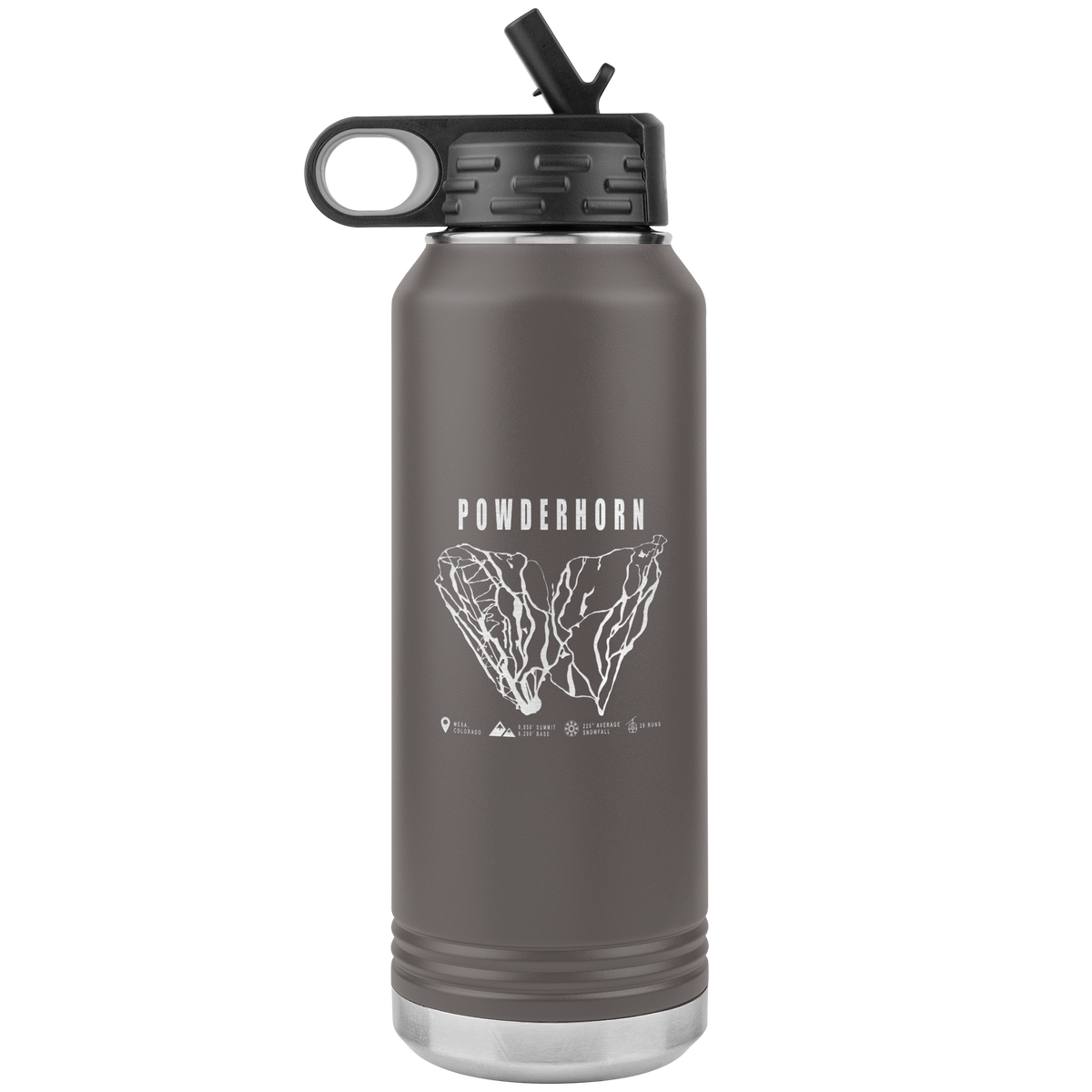Powderhorn Colorado Ski Trail Map 32oz Water Bottle Tumbler - Powderaddicts