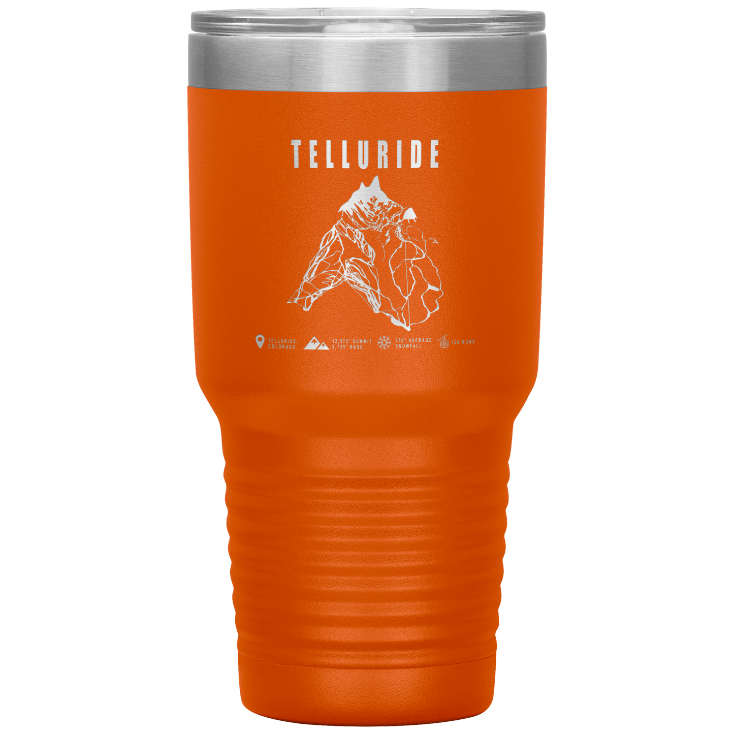 Telluride Colorado Ski Trail Map 30oz Tumbler - Powderaddicts