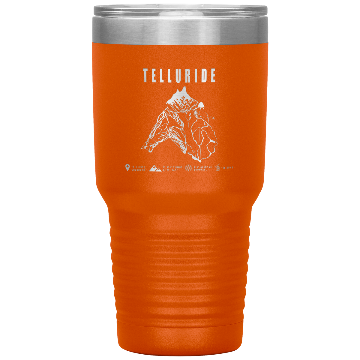 Telluride Colorado Ski Trail Map 30oz Tumbler - Powderaddicts