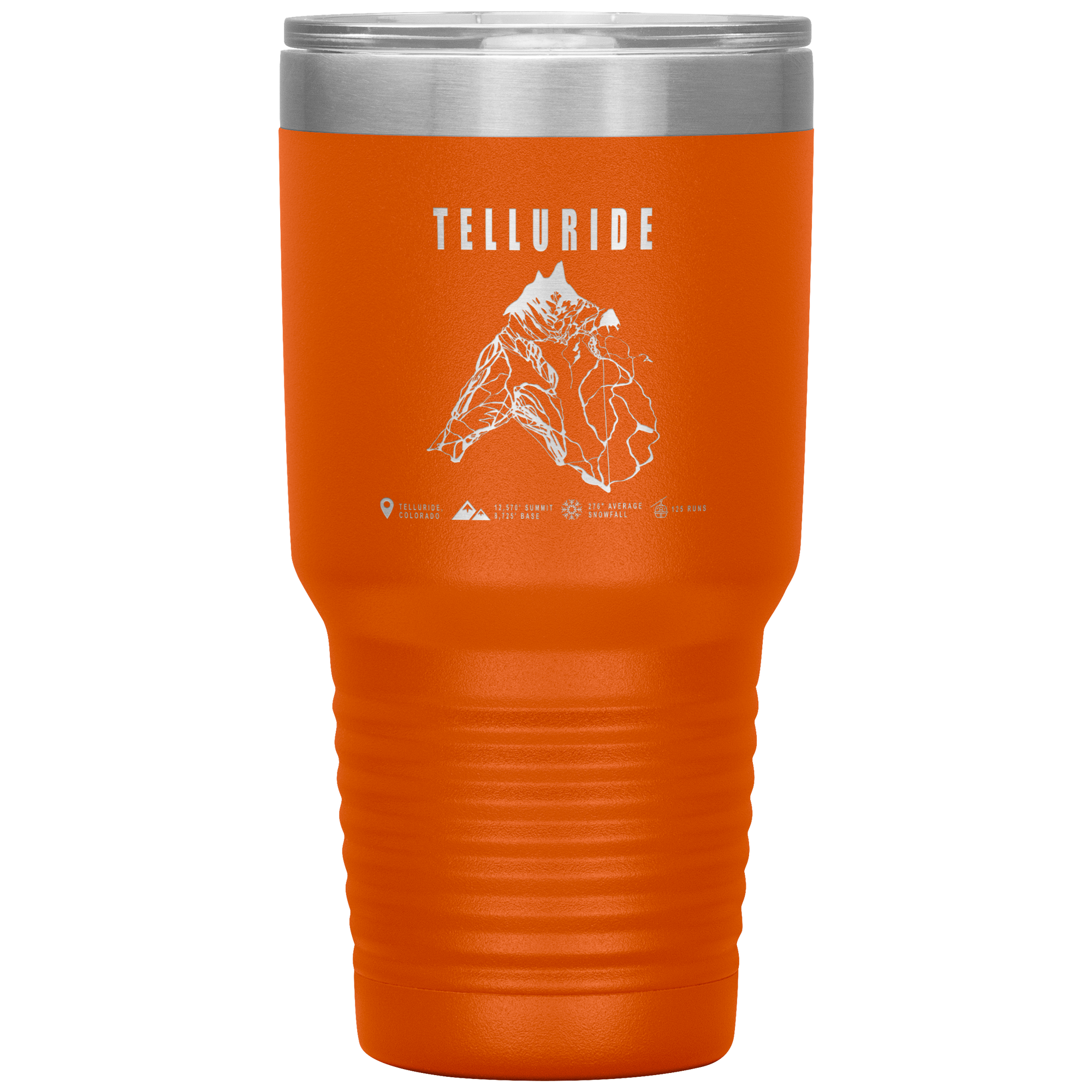 Telluride Colorado Ski Trail Map 30oz Tumbler - Powderaddicts