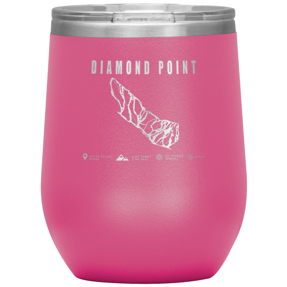 Diamond Point, Nevada Ski Trail Map Wine 12oz Tumbler - Powderaddicts