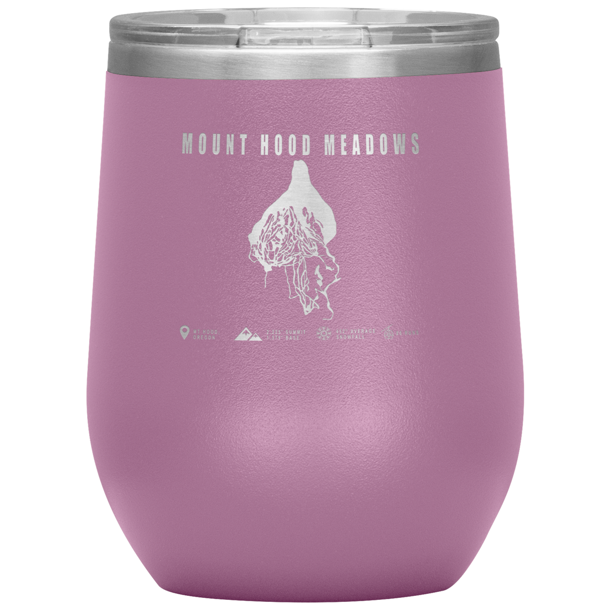 Mount Hood Meadows, Oregon Ski Trail Map Wine 12oz Tumbler - Powderaddicts