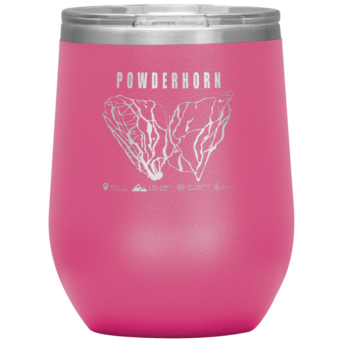Powderhorn Colorado Ski Trail Map Wine 12oz Tumbler - Powderaddicts