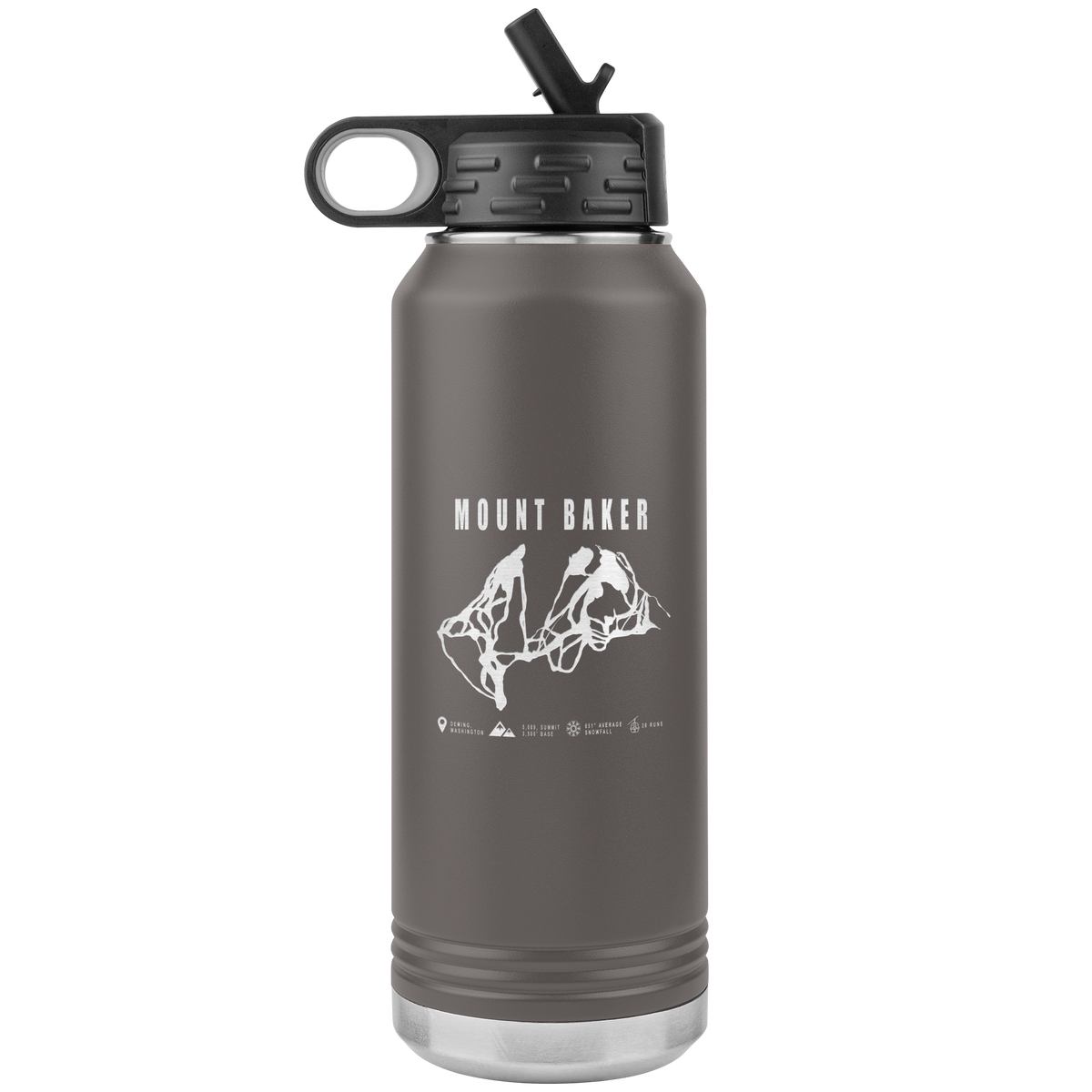 Mount Baker, Washington Ski Trail Map 32oz Water Bottle Tumbler - Powderaddicts