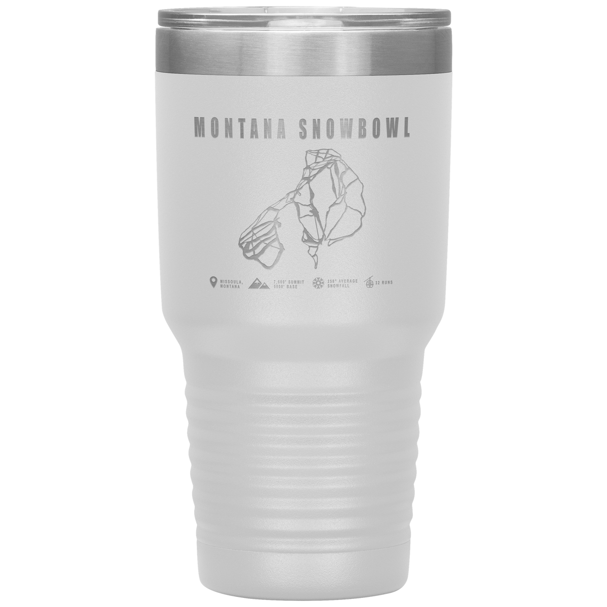 Montana Snowbowl, Montana Ski Trail Map 30oz Tumbler - Powderaddicts