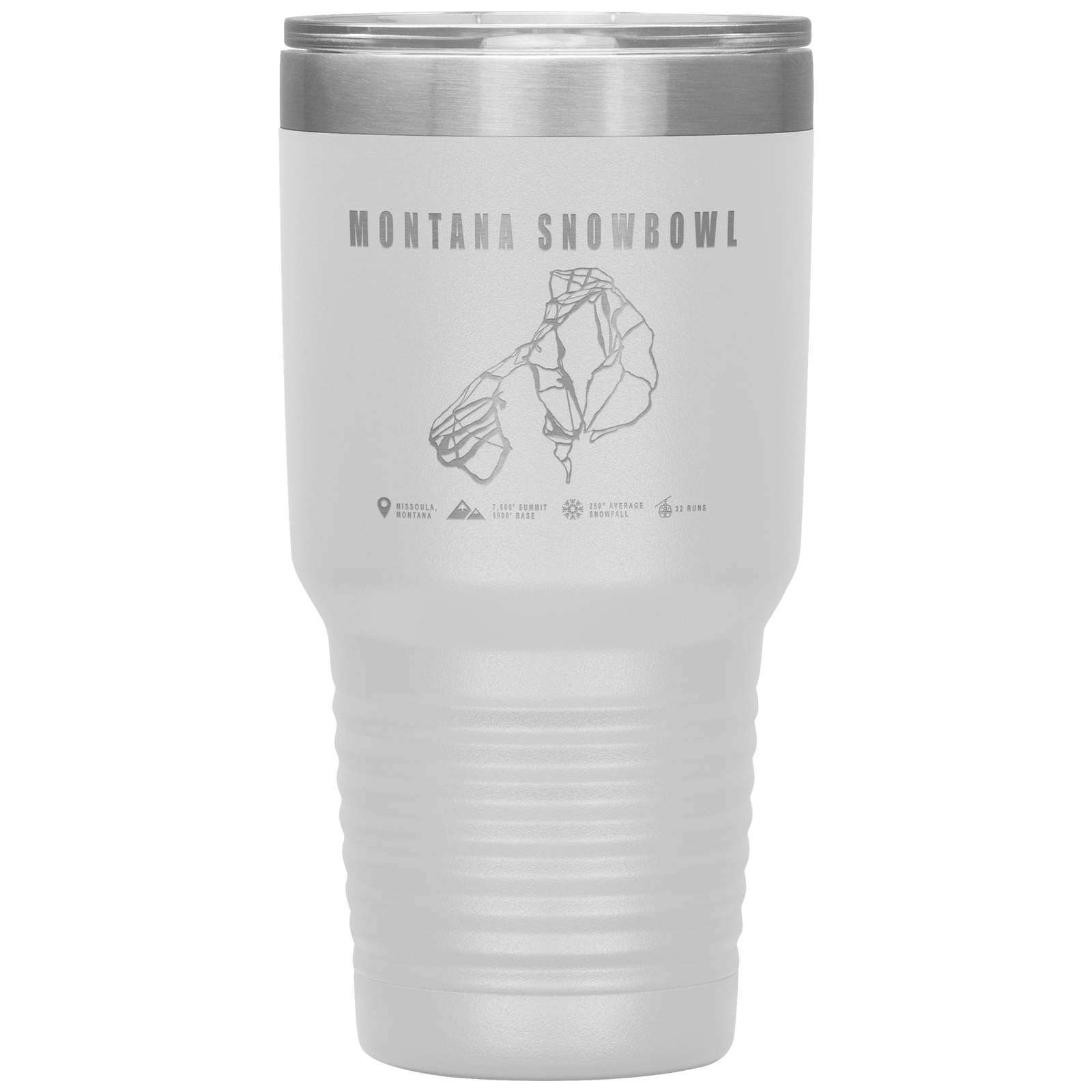 Montana Snowbowl, Montana Ski Trail Map 30oz Tumbler - Powderaddicts