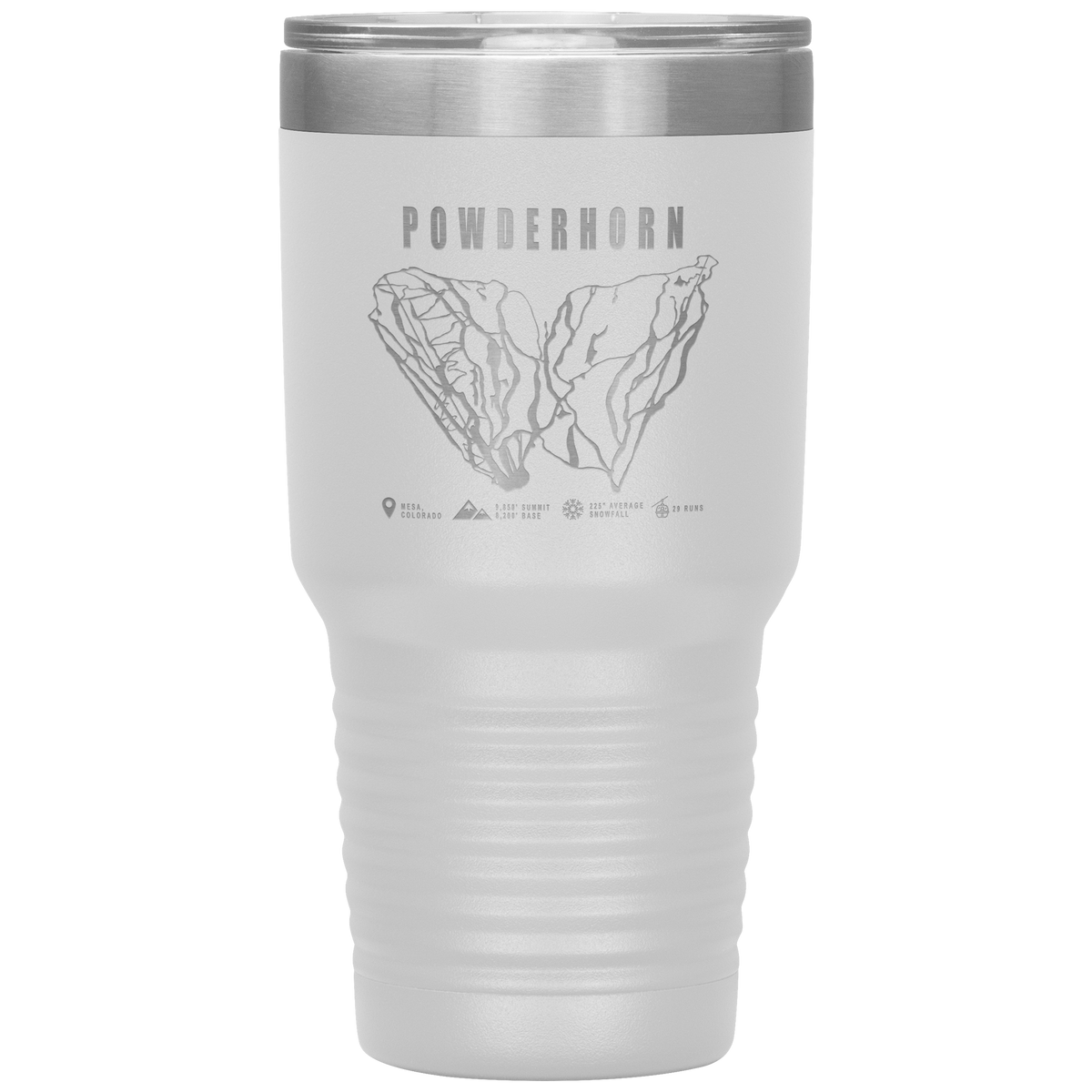 Powderhorn Colorado Ski Trail Map 30oz Tumbler - Powderaddicts