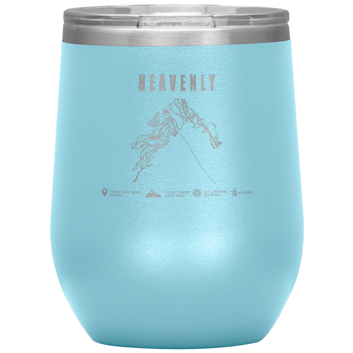 Heavenly, Nevada Ski Trail Map Wine 12oz Tumbler - Powderaddicts