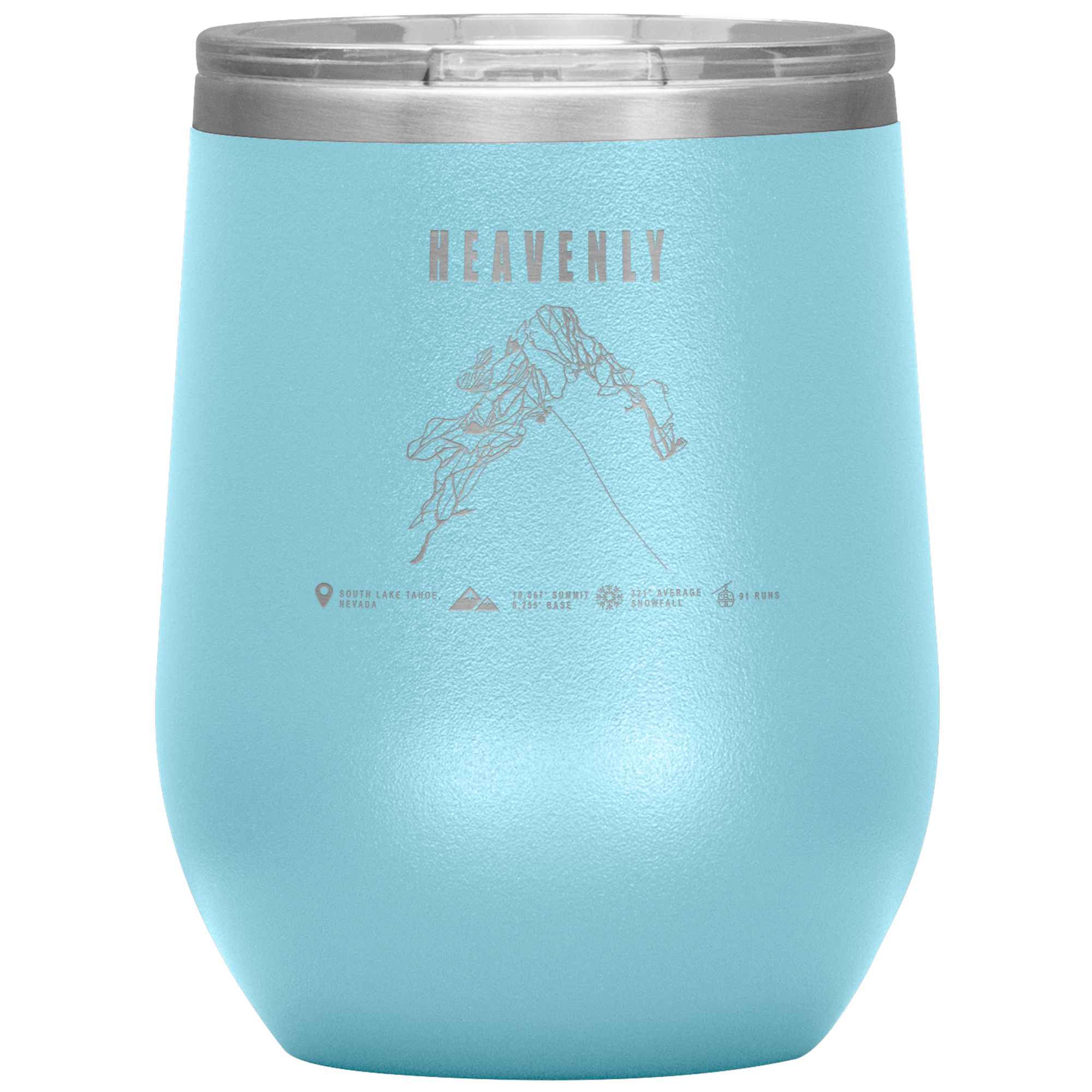 Heavenly, Nevada Ski Trail Map Wine 12oz Tumbler - Powderaddicts