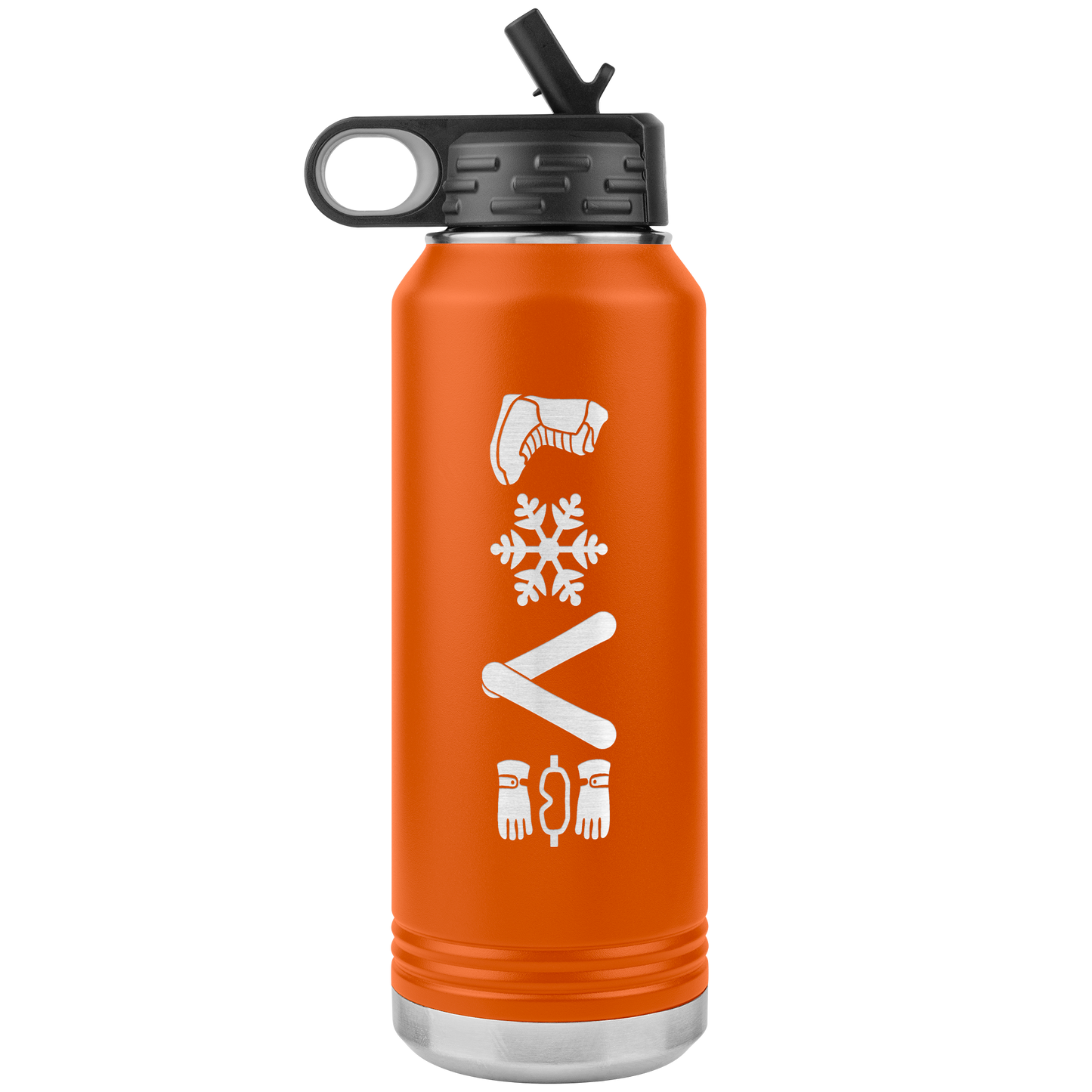 Love Snowboard Symbols 32oz Water Bottle Tumbler - Powderaddicts