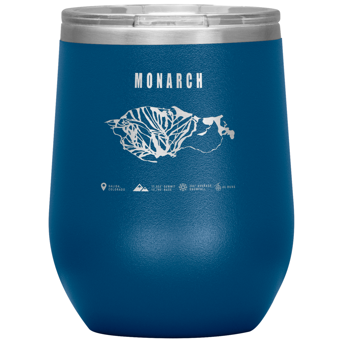 Monarch Colorado Ski Trail Map Wine 12oz Tumbler - Powderaddicts