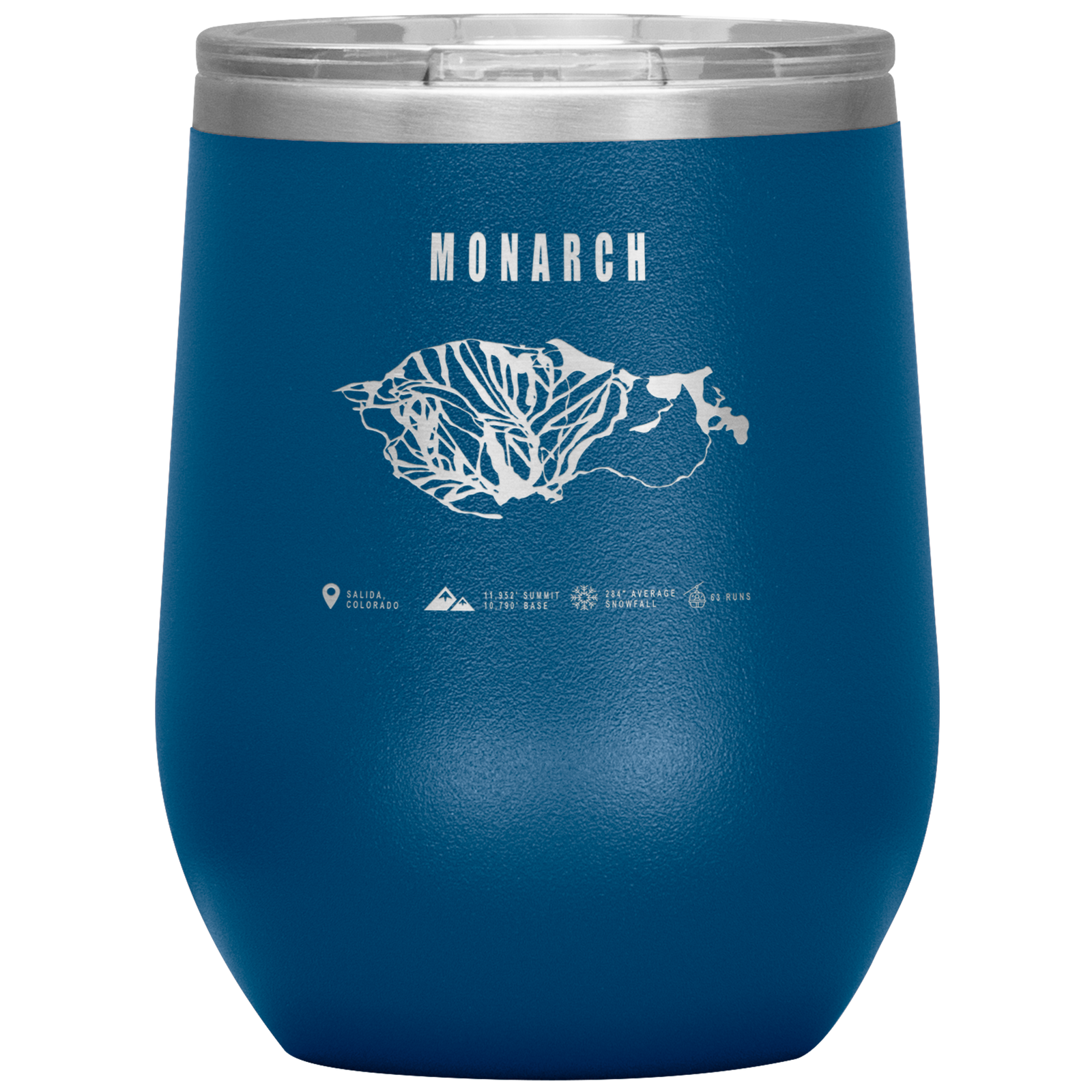 Monarch Colorado Ski Trail Map Wine 12oz Tumbler - Powderaddicts