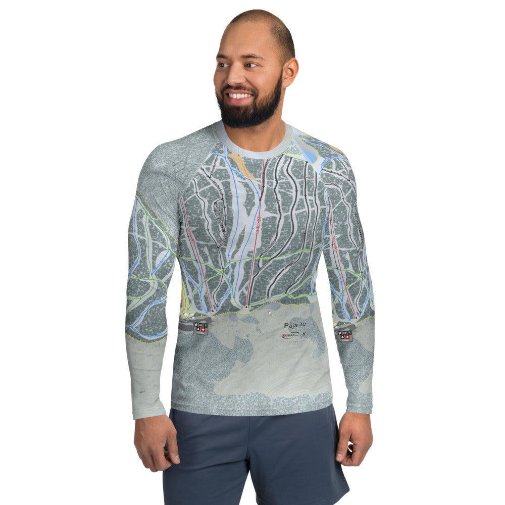 Pajarito, New Mexico Ski Trail Map Men's Base Layer Top - Powderaddicts