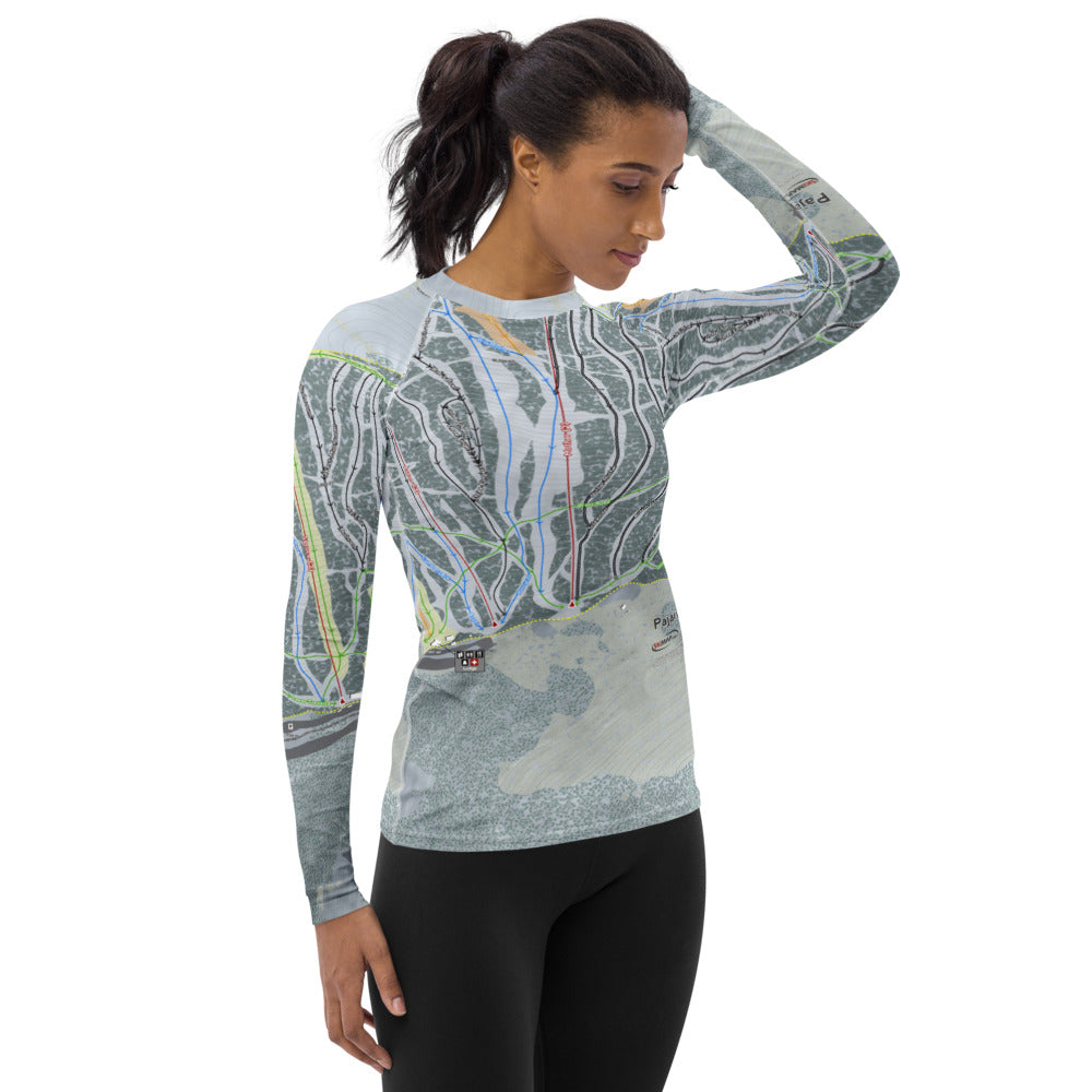 Pajarito, New Mexico Ski Trail Map Women&#39;s Base Layer Top - Powderaddicts