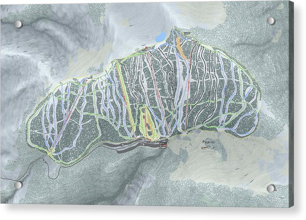 Pajarito Ski Trail Map - Acrylic Print - Powderaddicts