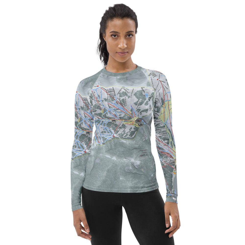 Palisades Tahoe, California Ski Trail Map Women's Base Layer Top - Powderaddicts