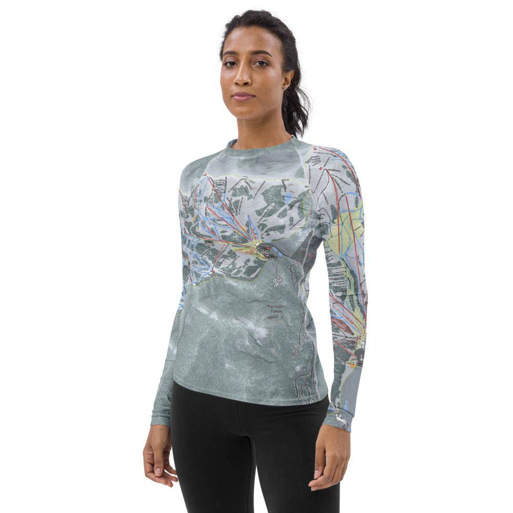 Palisades Tahoe, California Ski Trail Map Women's Base Layer Top - Powderaddicts