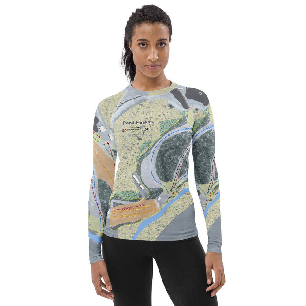 Paoli Peaks, Indiana Ski Trail Map Women's Base Layer Top